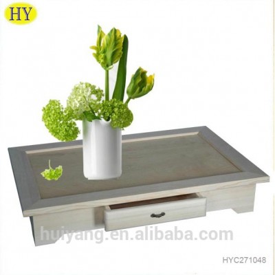 FSC unfinished serving tray wooden with drawer