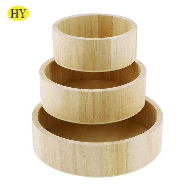 Custom Cheap Unfinished Paulownia Wooden Round Tray